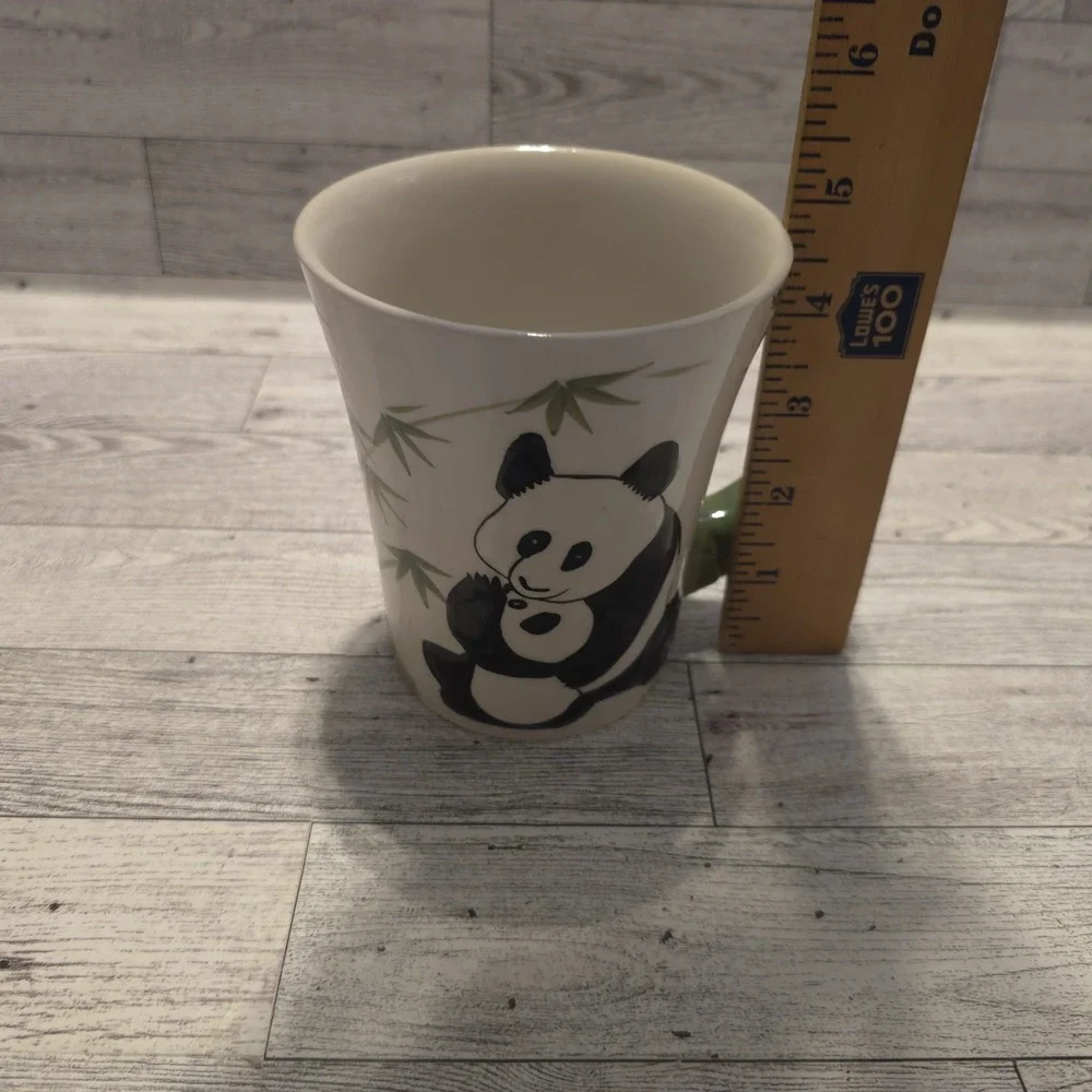 Pier 1 Imports‎ Panda Bear 18oz Hand Painted Mug Bamboo Handle